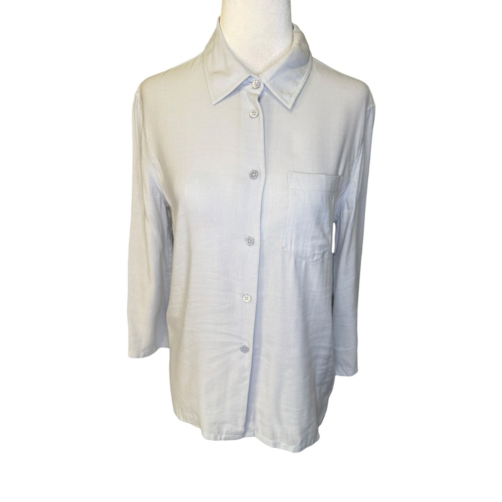 AG Adriano Goldschmied Womens‎ Light Blue Cotton Modal Button Down Shirt Small